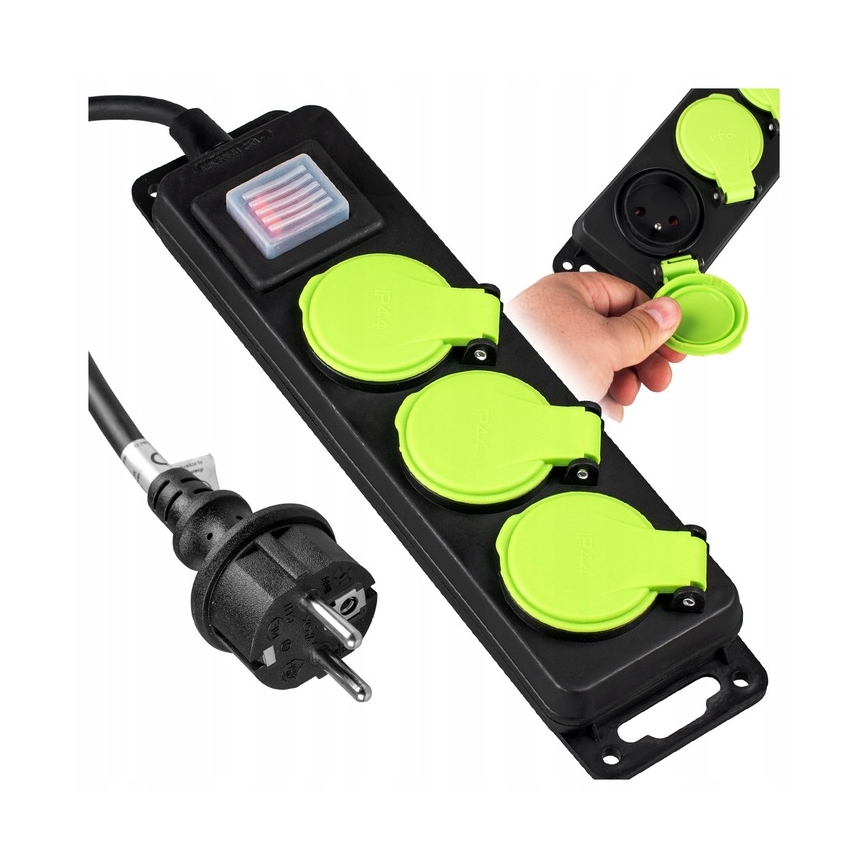 Rallonge électrique 20 m avec interrupteur — 3 prises — IP44