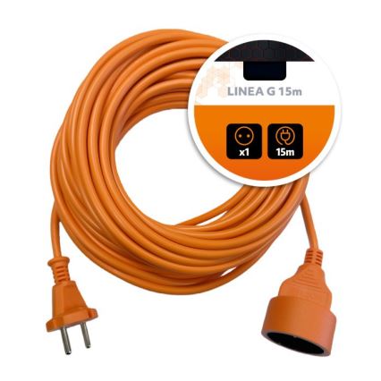 Rallonge électrique LINEA G 1 prise 15 m orange