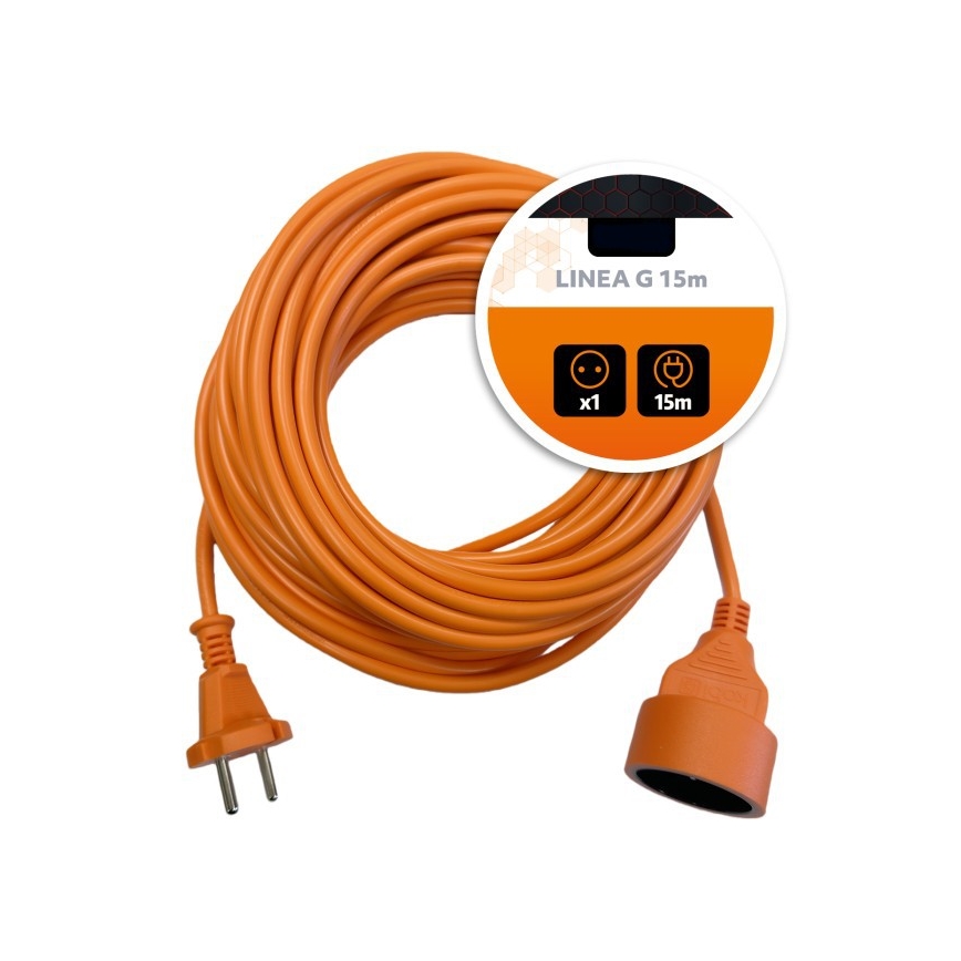 Rallonge électrique LINEA G 1 prise 15 m orange