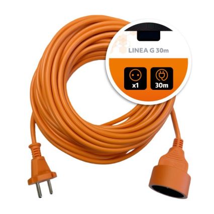 Rallonge électrique LINEA G 1 prise 30 m orange