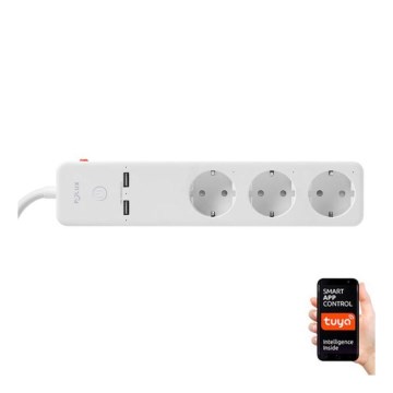 Rallonge SMART avec interrupteur 1,5m + 2xUSB/Wi-Fi Tuya