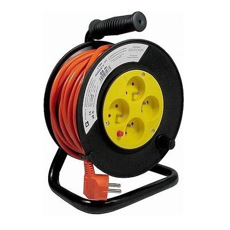 Rallonge sur enrouleur 20m noir/orange/jaune