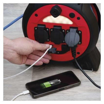 Rallonge sur tambour 3Z 20m rouge/noir IP44
