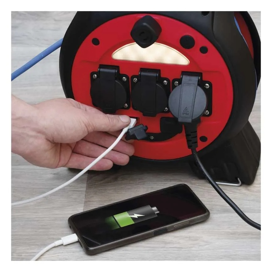 Rallonge sur tambour 3Z 20m rouge/noir IP44