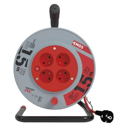 Rallonge sur tambour 4Z 15m rouge/gris