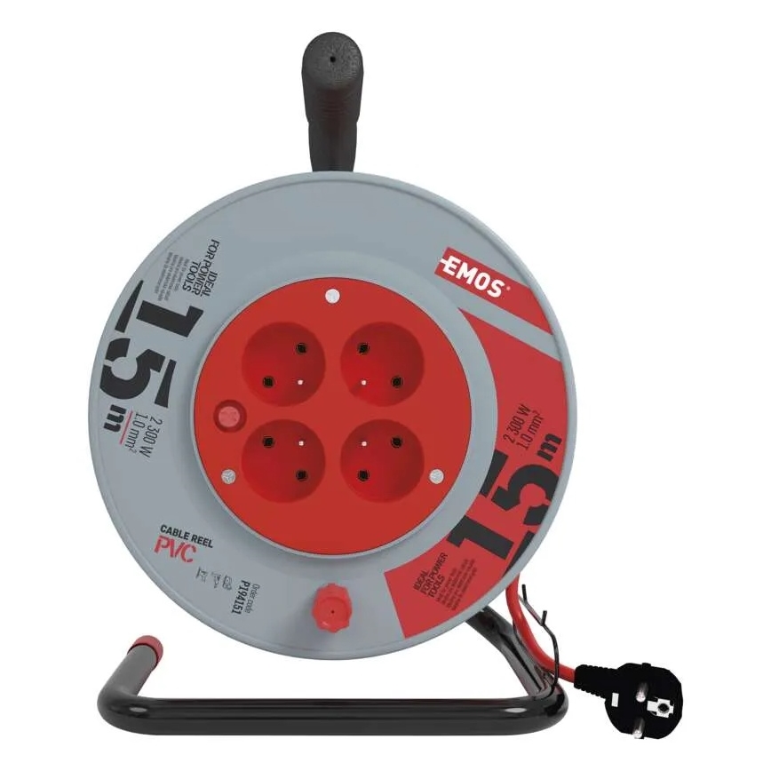 Rallonge sur tambour 4Z 15m rouge/gris