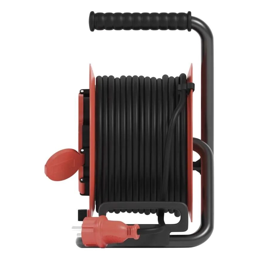 Rallonge sur tambour avec 4 prises 25m IP44 rouge