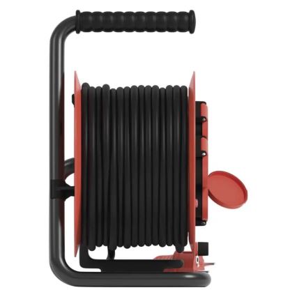 Rallonge sur tambour avec 4 prises 25m IP44 rouge