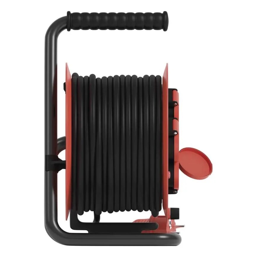 Rallonge sur tambour avec 4 prises 25m IP44 rouge