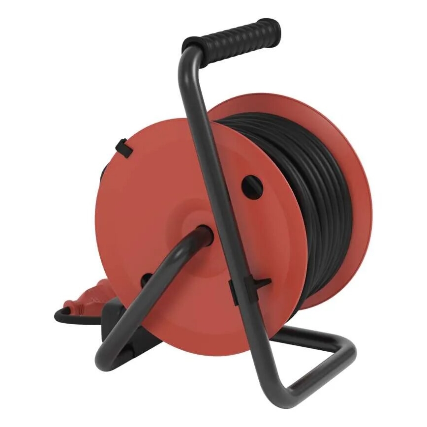 Rallonge sur tambour avec 4 prises 25m IP44 rouge