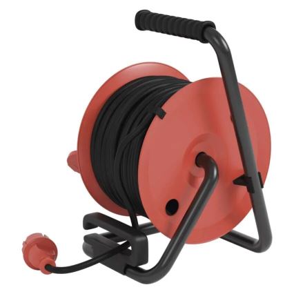 Rallonge sur tambour avec 4 prises 25m IP44 rouge