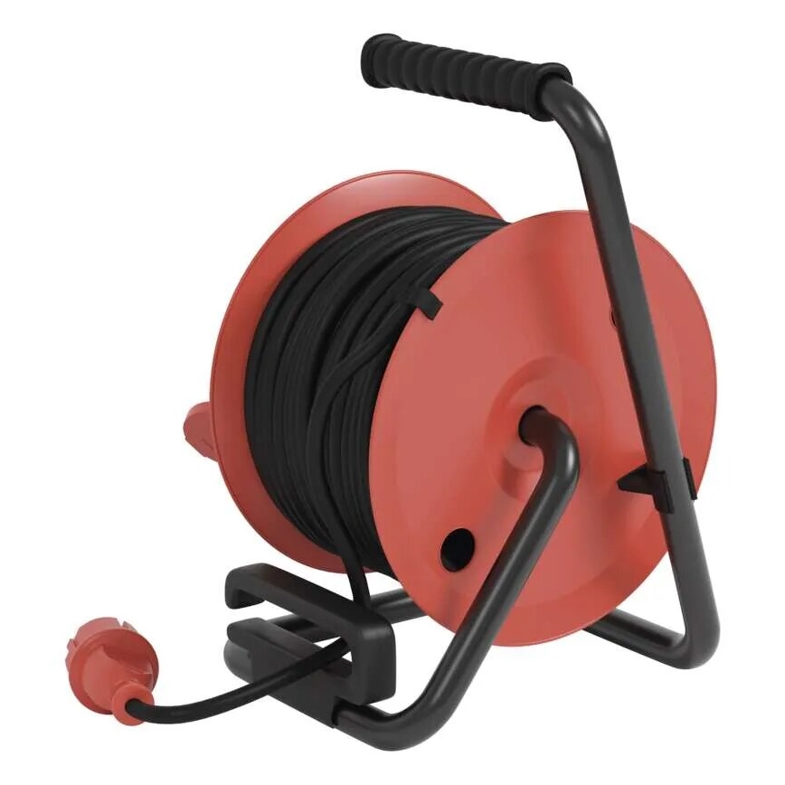 Rallonge sur tambour avec 4 prises 25m IP44 rouge