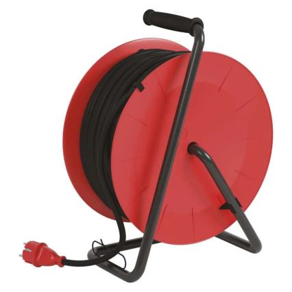 Rallonge sur tambour avec 4 prises 50m rouge IP44