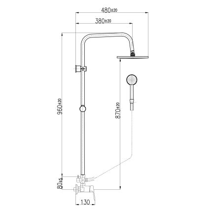 RAV Slezák CO182.5/7 - Ensemble de douche avec mitigeur COLORADO chromé brillant