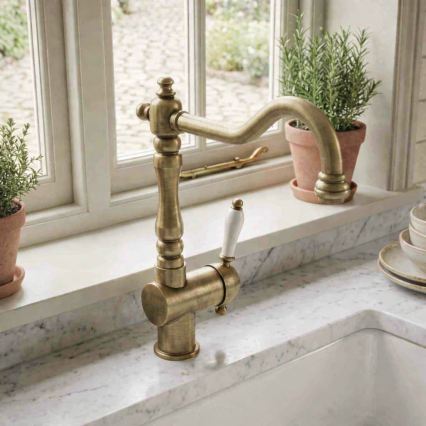 RAV Slezák L508.0/8SM - Mitigeur évier/lavabo LABE RETRO 25,6 cm, laiton vieilli