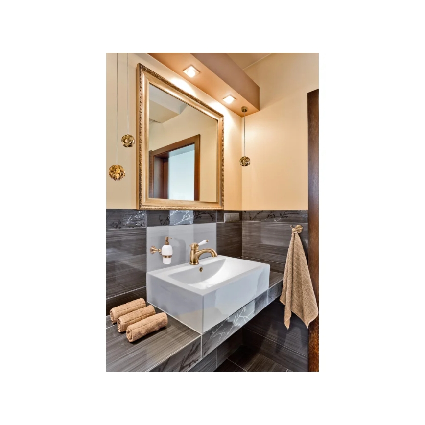 RAV Slezák L527.0SM - Mitigeur pour lavabo + bonde LABE RETRO 15 cm, laiton ancien