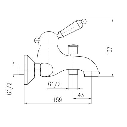 RAV Slezák L554.5SM - Mitigeur de baignoire LABE RETRO 13,7 cm laiton vieilli