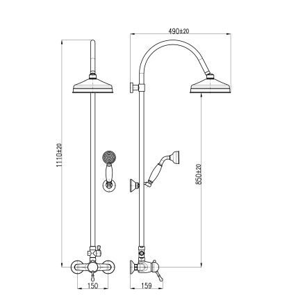 RAV Slezák L581.5/3SM - Ensemble de douche avec mitigeur LABE RETRO en laiton vieilli