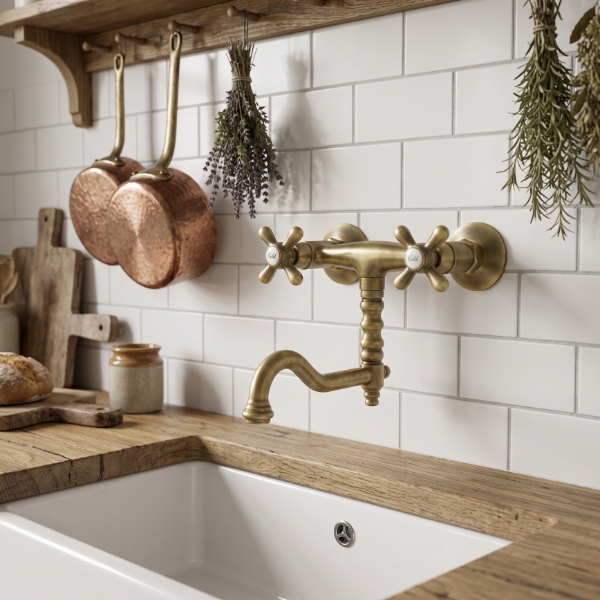 RAV Slezák MK101.5/29SM - Mitigeur évier/lavabo MORAVA RETRO 16,3 cm laiton vieilli