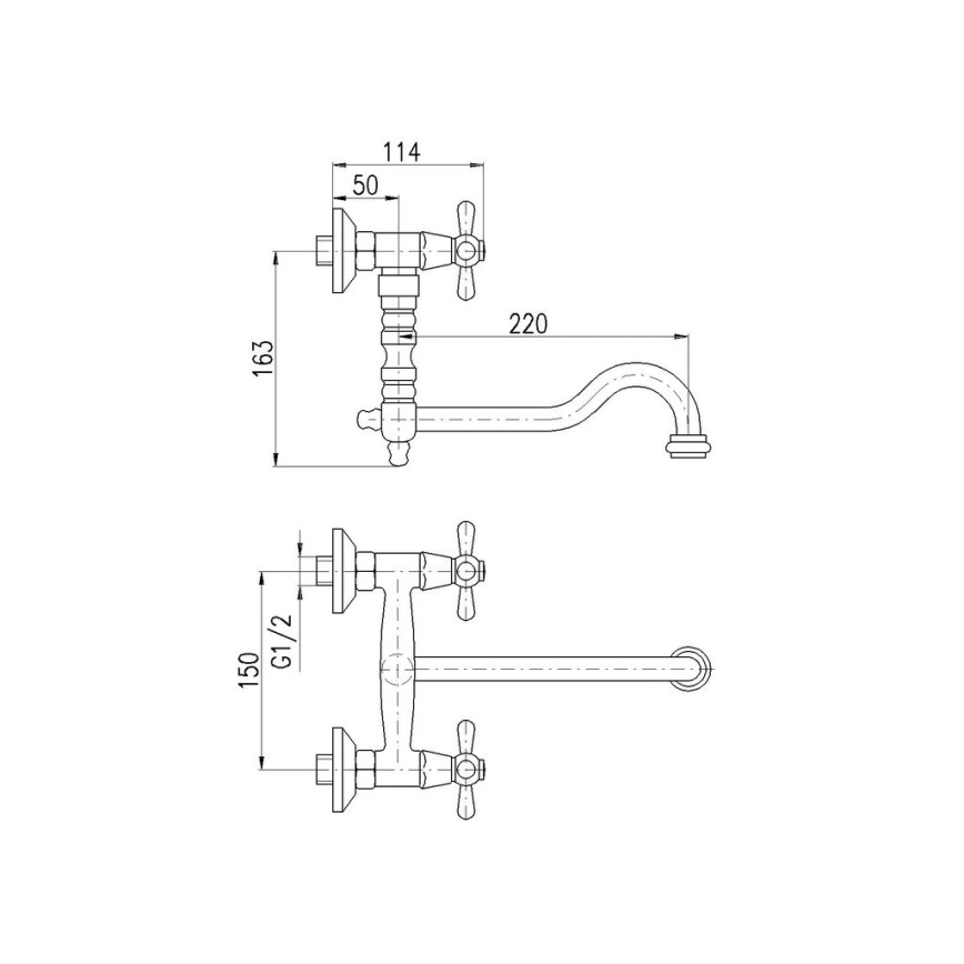 RAV Slezák MK101.5/29SM - Mitigeur évier/lavabo MORAVA RETRO 16,3 cm laiton vieilli