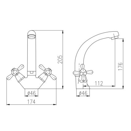 RAV Slezák MK120.0/2 - Mitigeur pour lavabo MORAVA 17,6 cm, chrome brillant