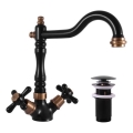 RAV Slezák MK121.0/8CMATSM - Mitigeur pour lavabo + bonde MORAVA RETRO 22,4 cm noir/laiton