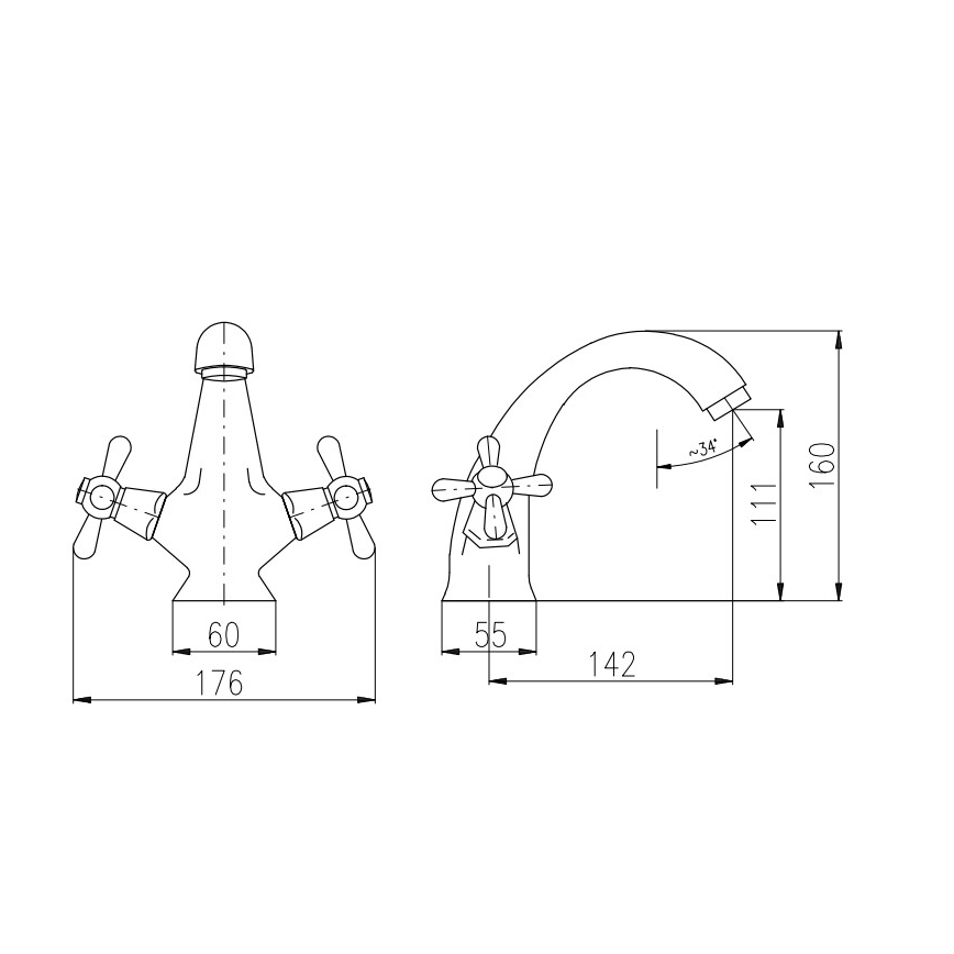 RAV Slezák MK128.0CMATSM - Mitigeur pour lavabo MORAVA RETRO 16 cm noir/laiton