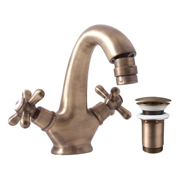 RAV Slezák MK143.0SM - Mitigeur pour bidet + vidage MORAVA RETRO 16 cm laiton patiné