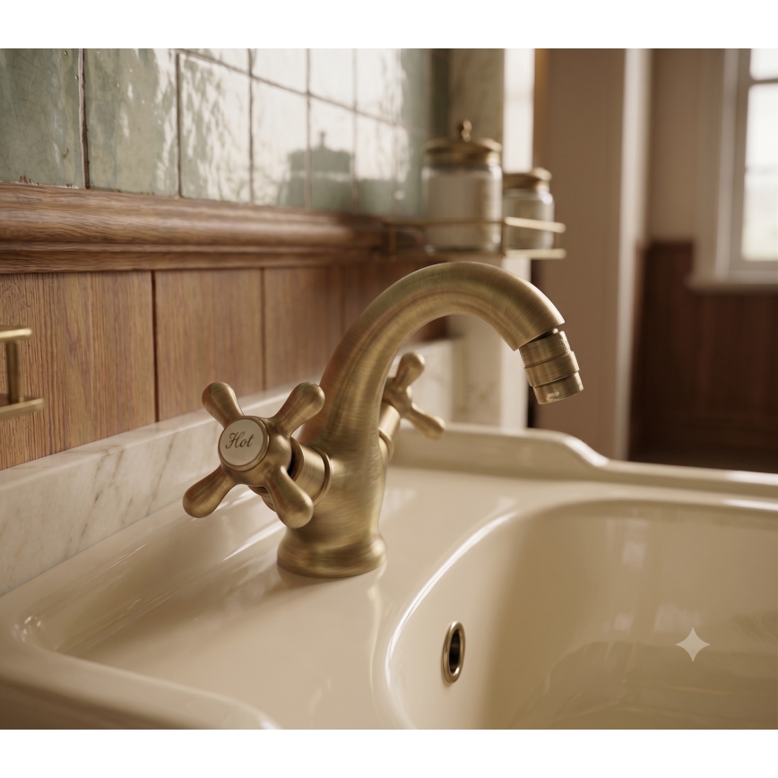 RAV Slezák MK143.0SM - Mitigeur pour bidet + vidage MORAVA RETRO 16 cm laiton patiné
