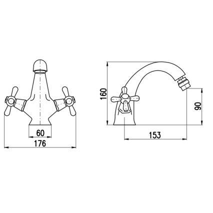 RAV Slezák MK143.0SM - Mitigeur pour bidet + vidage MORAVA RETRO 16 cm laiton patiné