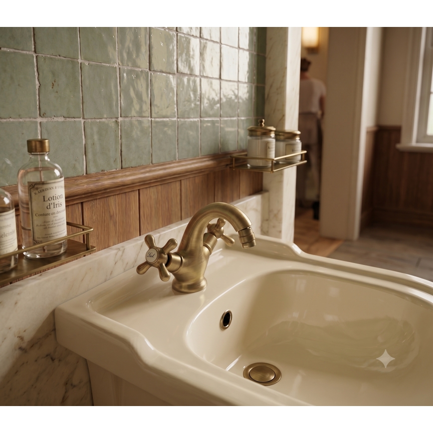 RAV Slezák MK143.0SM - Mitigeur pour bidet + vidage MORAVA RETRO 16 cm laiton patiné