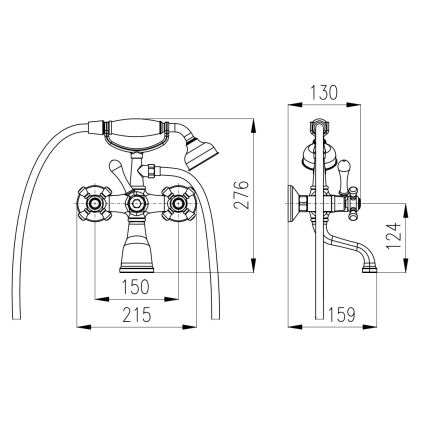 RAV Slezák MK159.5/2CMATSM - Ensemble pour baignoire avec mitigeur MORAVA RETRO noir/laiton