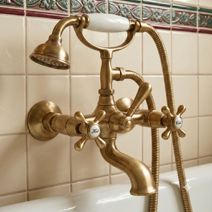 RAV Slezák MK159.5/2SM - Ensemble pour baignoire avec mitigeur MORAVA RETRO, laiton vieilli