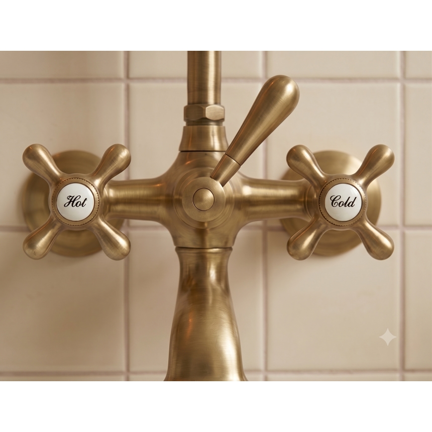 RAV Slezák MK159.5/2SM - Ensemble pour baignoire avec mitigeur MORAVA RETRO, laiton vieilli