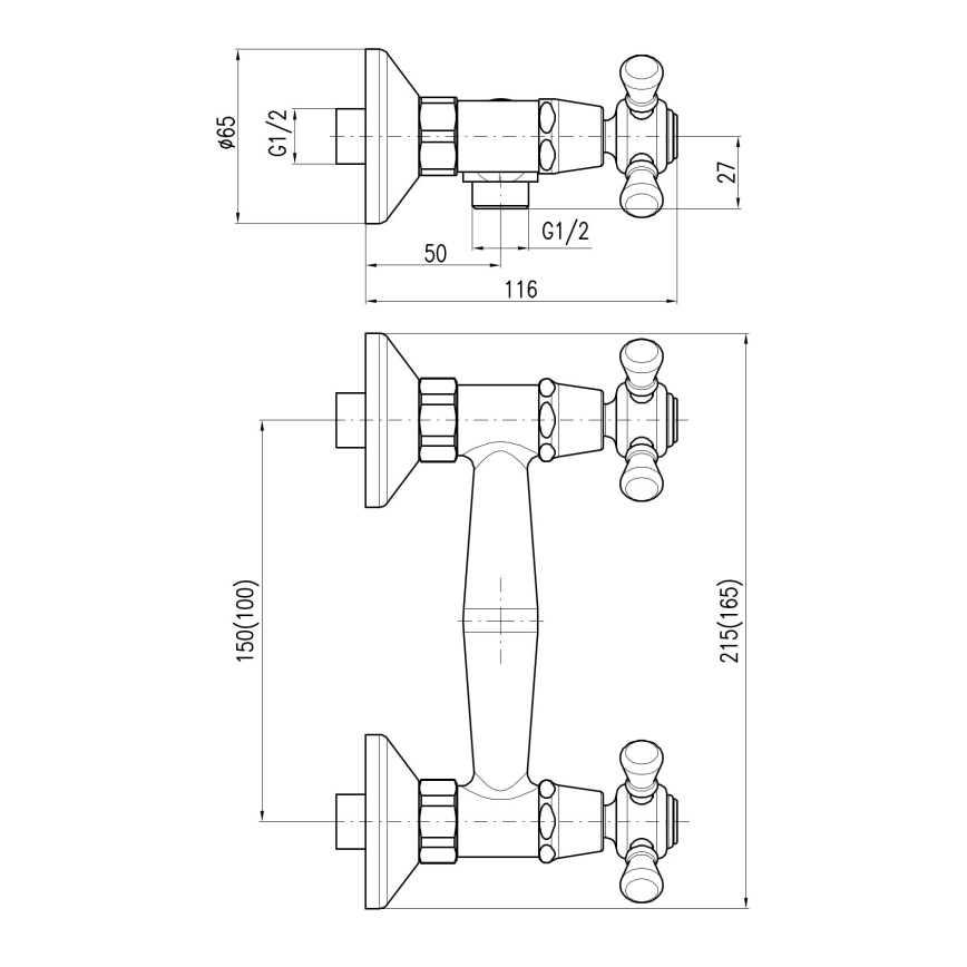 RAV Slezák MK180.5CMATSM - Mitigeur de douche MORAVA RETRO noir/laiton
