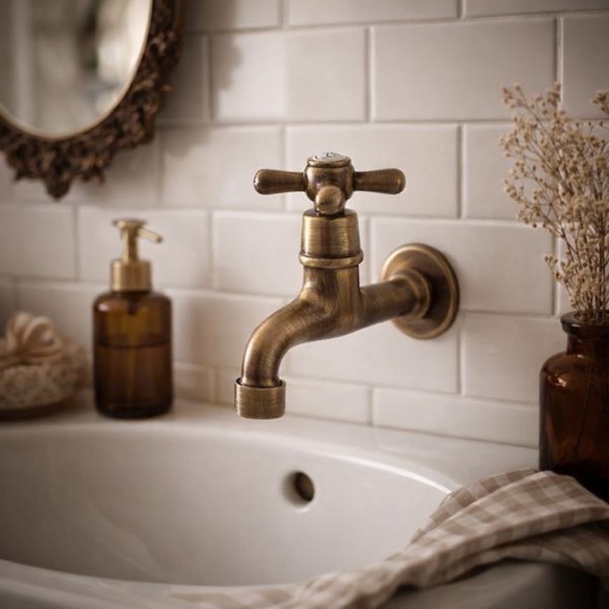 RAV Slezák MK193SM - Mitigeur pour lavabo MORAVA RETRO 11,8 cm, laiton vieilli