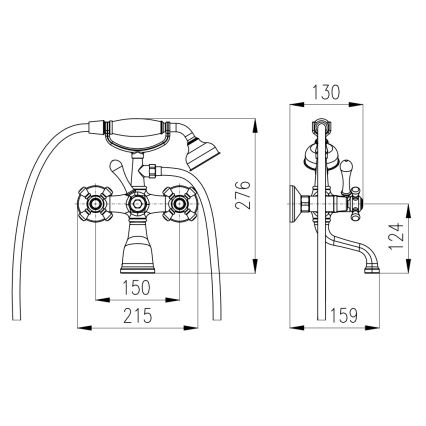 RAV Slezák MK559.5/2SM - Ensemble pour baignoire avec mitigeur MORAVA RETRO, laiton vieilli