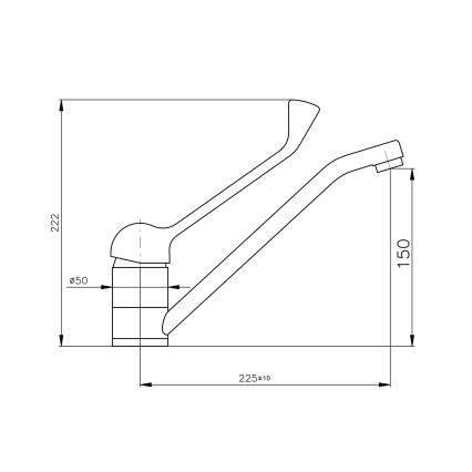 RAV Slezák MS605.0 - Mitigeur lavabo à levier médical MISSISSIPPI 22,2 cm, chrome brillant