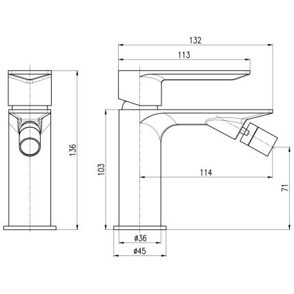 RAV Slezák NL144.0ZRK - Mitigeur pour bidet NIL 13,6 cm, finition or rose brossé