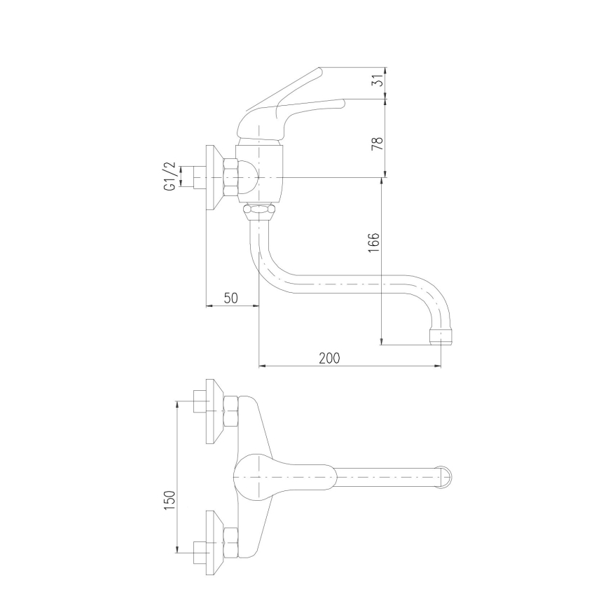 RAV Slezák SA001.5/21 - Mitigeur évier/lavabo SAZAVA chrome brillant
