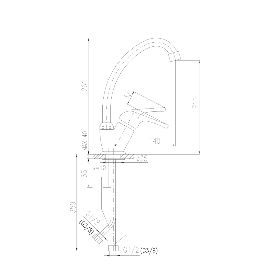 RAV Slezák SA006.0/1 - Mitigeur d'évier SAZAVA 26,1 cm, chrome brillant