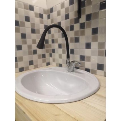 RAV Slezák SA006.0/13 - Mitigeur d'évier à bec flexible SAZAVA 35,6 cm noir/chrome brillant