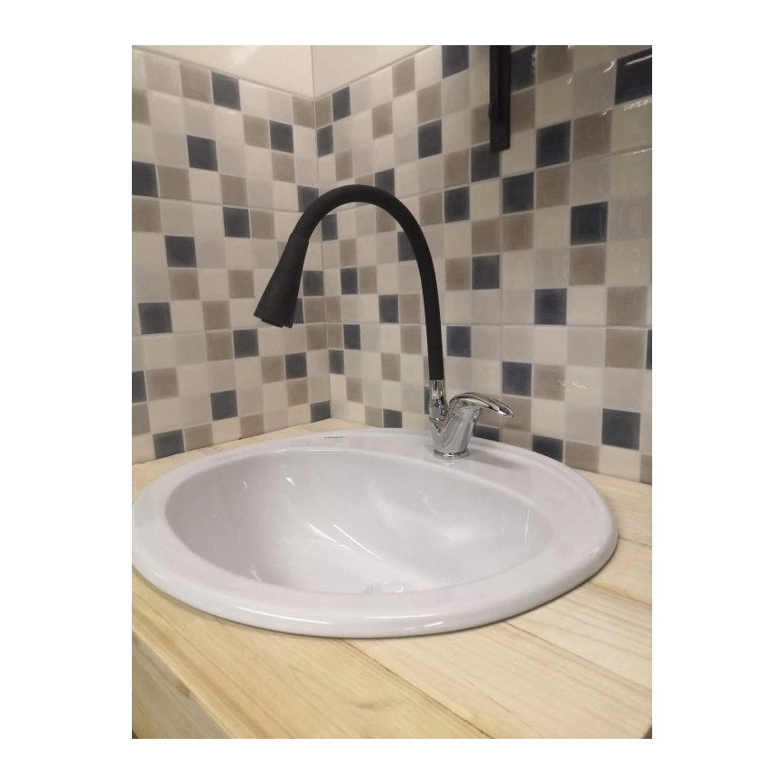 RAV Slezák SA006.0/13 - Mitigeur d'évier à bec flexible SAZAVA 35,6 cm noir/chrome brillant