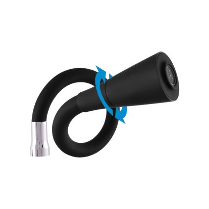 RAV Slezák SA006.0/13 - Mitigeur d'évier à bec flexible SAZAVA 35,6 cm noir/chrome brillant