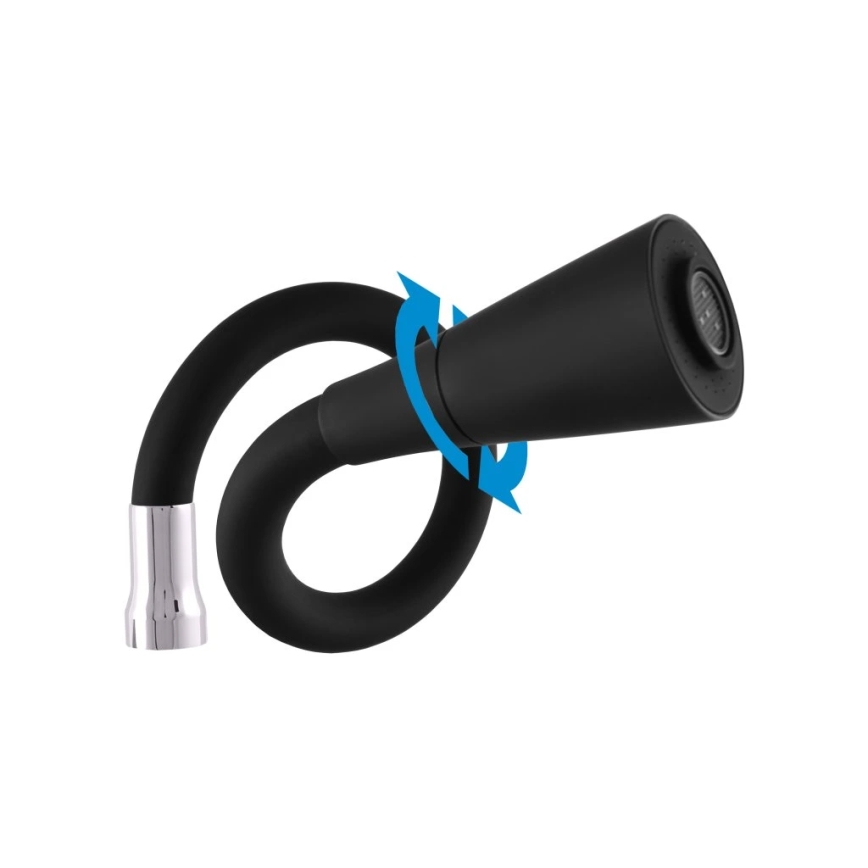 RAV Slezák SA006.0/13 - Mitigeur d'évier à bec flexible SAZAVA 35,6 cm noir/chrome brillant