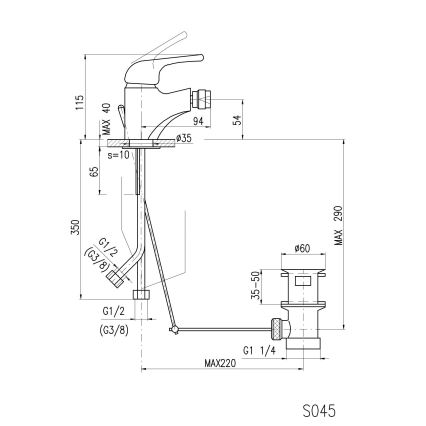 RAV Slezák SA045.0 - Mitigeur pour bidet + bonde SAZAVA 11,5 cm chrome brillant