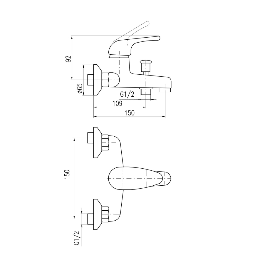 RAV Slezák SA054.5 - Mitigeur de baignoire SAZAVA chrome brillant
