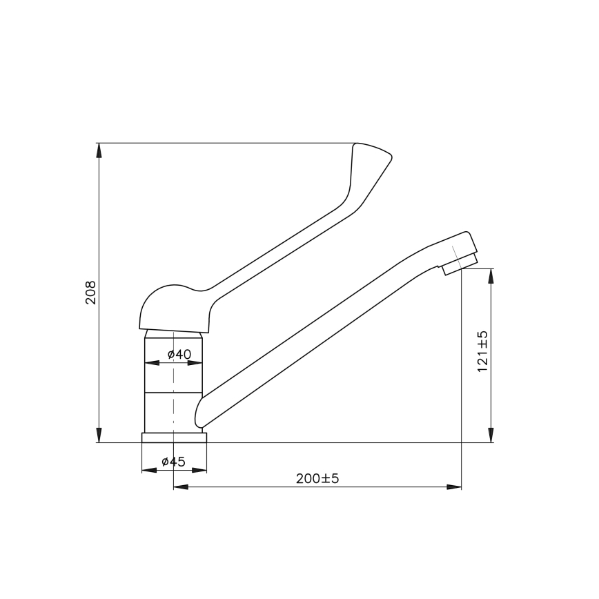RAV Slezák SA605.0 - Mitigeur de lavabo à levier médical SAZAVA 20,8 cm chrome brillant