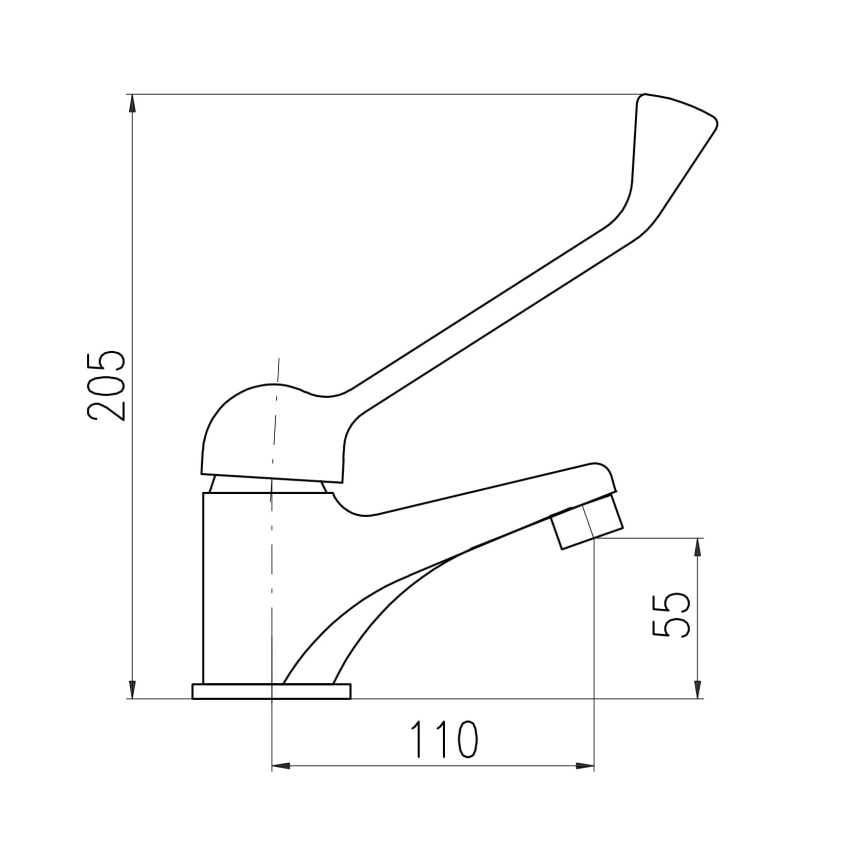 RAV Slezák SA626.0 - Mitigeur de lavabo à levier médical SAZAVA 20,5 cm chromé brillant