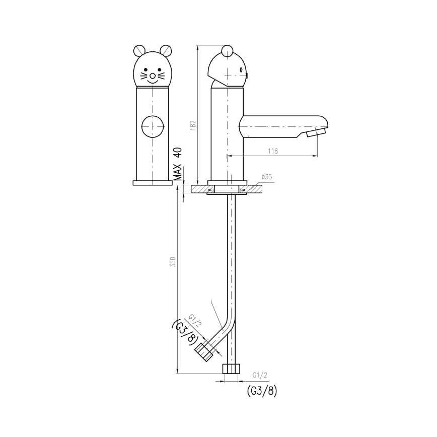 RAV Slezák SE326.0 - Mitigeur pour lavabo JUNIOR 18,2 cm rouge/bleu
